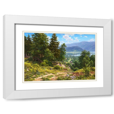 Foothills White Modern Wood Framed Art Print with Double Matting by Basov, Sergej