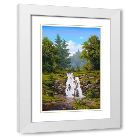 Waterfall White Modern Wood Framed Art Print with Double Matting by Babichev, Vyacheslav