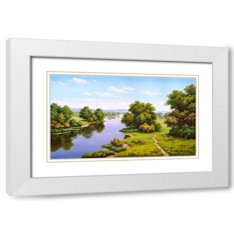 Landscape with the river  White Modern Wood Framed Art Print with Double Matting by Babichev, Vyacheslav