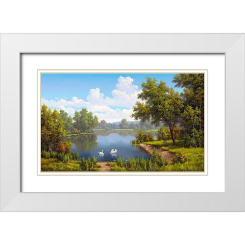 At the river White Modern Wood Framed Art Print with Double Matting by Babichev, Vyacheslav