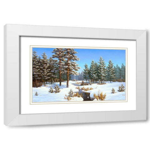 Winter White Modern Wood Framed Art Print with Double Matting by Babichev, Vyacheslav