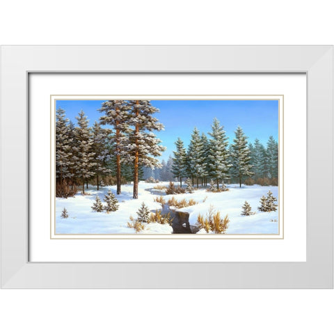 Winter White Modern Wood Framed Art Print with Double Matting by Babichev, Vyacheslav
