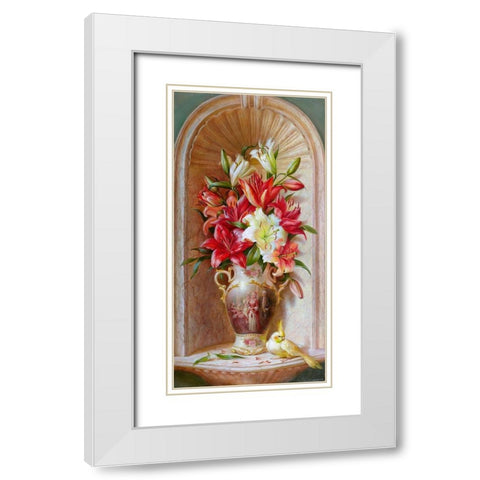 Lilies White Modern Wood Framed Art Print with Double Matting by Dandorf, Olga
