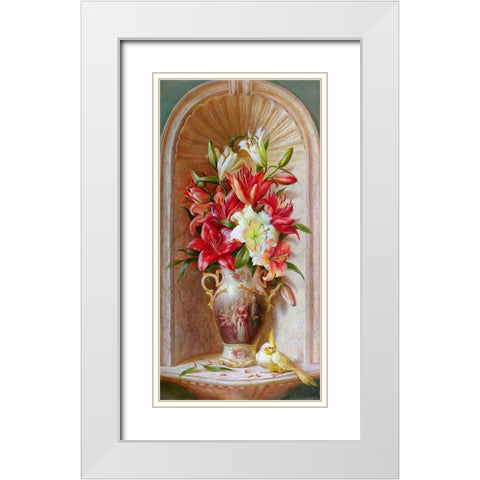 Lilies White Modern Wood Framed Art Print with Double Matting by Dandorf, Olga