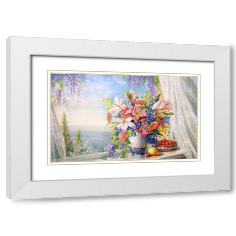 Bouquet with gladioli White Modern Wood Framed Art Print with Double Matting by Dandorf, Olga