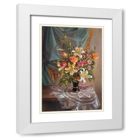 Bouquet 1 White Modern Wood Framed Art Print with Double Matting by Dandorf, Olga