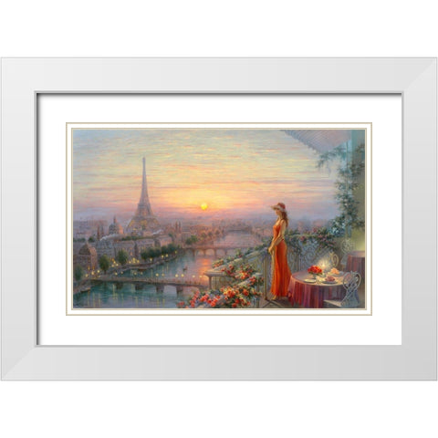 Evening Paris White Modern Wood Framed Art Print with Double Matting by Dandorf, Olga