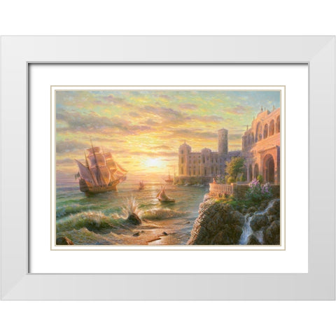 By the sea White Modern Wood Framed Art Print with Double Matting by Goryachev, Alexander