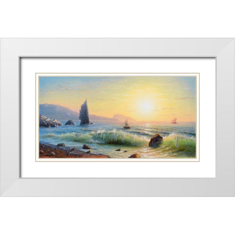 Morning. Rock. Sail White Modern Wood Framed Art Print with Double Matting by Goryachev, Alexander