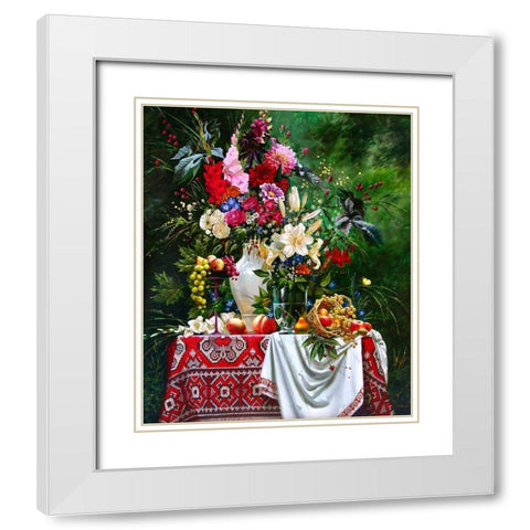 Bouquet White Modern Wood Framed Art Print with Double Matting by Golovin, Konstantin