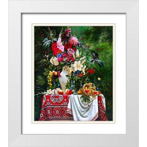 Bouquet White Modern Wood Framed Art Print with Double Matting by Golovin, Konstantin