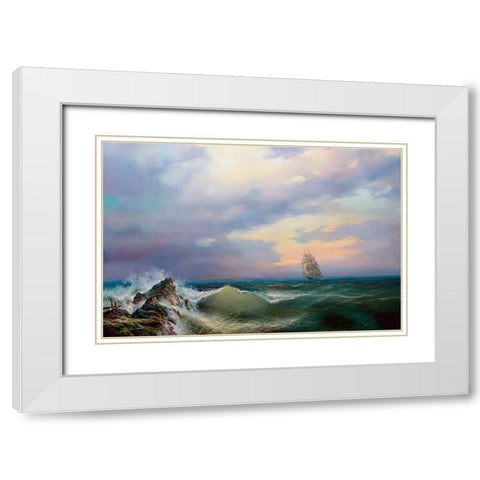 Surf White Modern Wood Framed Art Print with Double Matting by Golovin, Konstantin