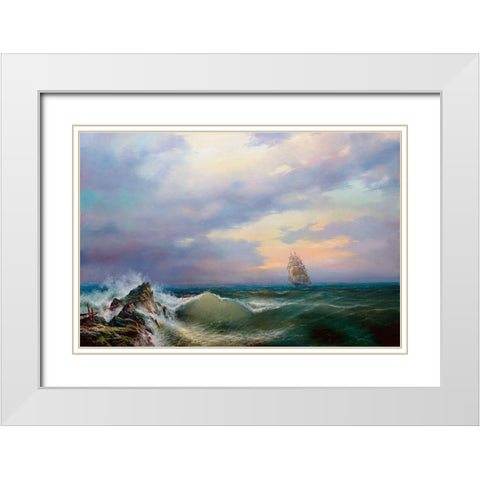 Surf White Modern Wood Framed Art Print with Double Matting by Golovin, Konstantin