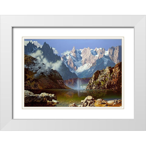 Mountain lake White Modern Wood Framed Art Print with Double Matting by Golovin, Konstantin