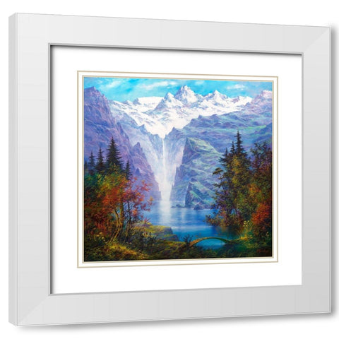 Lake in mountains White Modern Wood Framed Art Print with Double Matting by Golovin, Konstantin