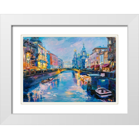 Kanal Griboyedova. Evening White Modern Wood Framed Art Print with Double Matting by Kotinova, Galina