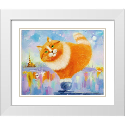 Ginger on the arrow of Vasilievsky island White Modern Wood Framed Art Print with Double Matting by Kotinova, Galina