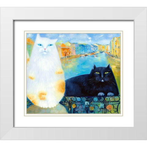 On Fontanka river White Modern Wood Framed Art Print with Double Matting by Kotinova, Galina