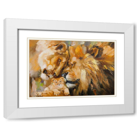 Family White Modern Wood Framed Art Print with Double Matting by Kotinova, Galina