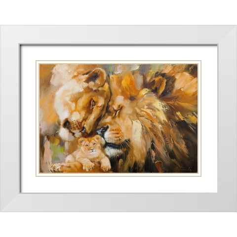 Family White Modern Wood Framed Art Print with Double Matting by Kotinova, Galina