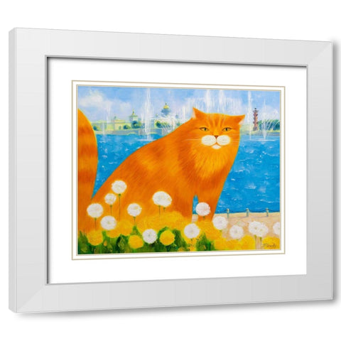 Ginger and dandelions White Modern Wood Framed Art Print with Double Matting by Kotinova, Galina