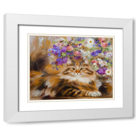 Summer day at the cottage White Modern Wood Framed Art Print with Double Matting by Kotinova, Galina