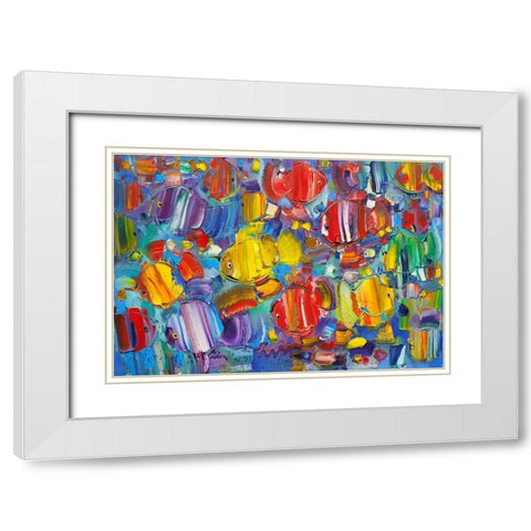Colorful fish White Modern Wood Framed Art Print with Double Matting by Kotinov, Sergey