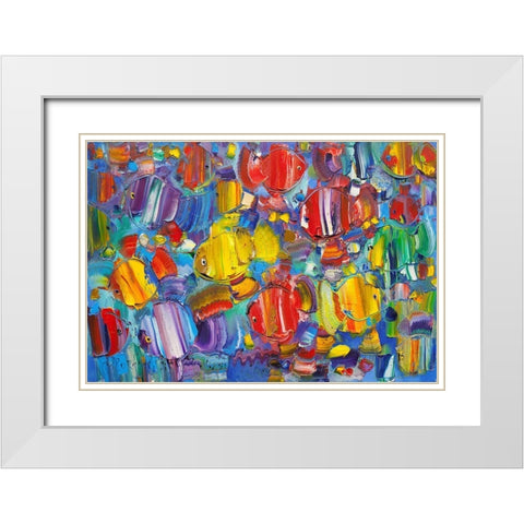 Colorful fish White Modern Wood Framed Art Print with Double Matting by Kotinov, Sergey