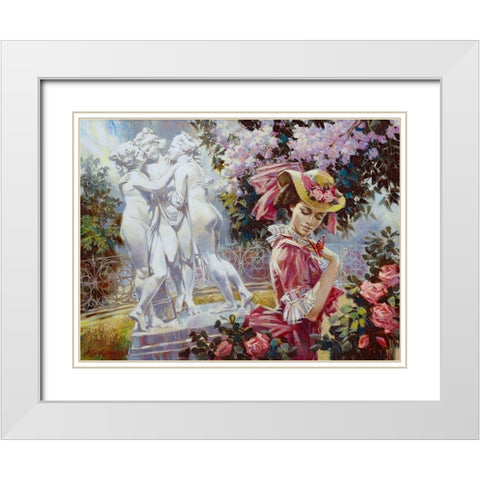 Four graces White Modern Wood Framed Art Print with Double Matting by Lashkevich, Alexey