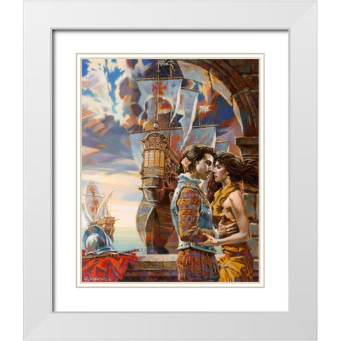 Farewell to the conquistador White Modern Wood Framed Art Print with Double Matting by Lashkevich, Alexey