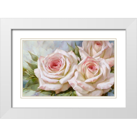 White and pink roses 2 White Modern Wood Framed Art Print with Double Matting by Levashov, Igor