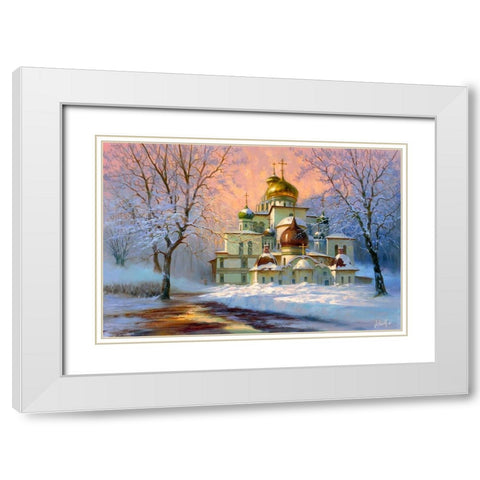Resurrection Cathedral of the New Jerusalem Monastery White Modern Wood Framed Art Print with Double Matting by Milyukov, Alexey