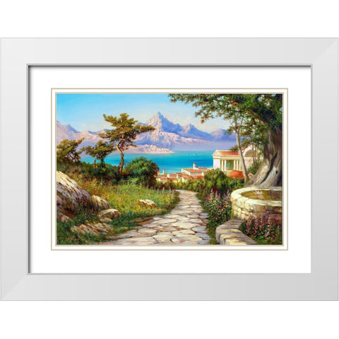 City by the sea White Modern Wood Framed Art Print with Double Matting by Milyukov, Alexey