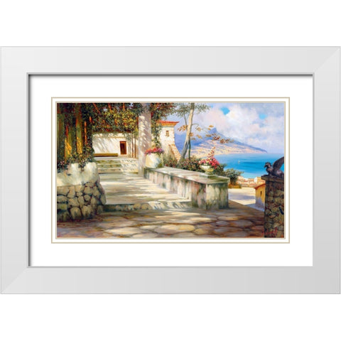 Italian landscape White Modern Wood Framed Art Print with Double Matting by Milyukov, Alexey