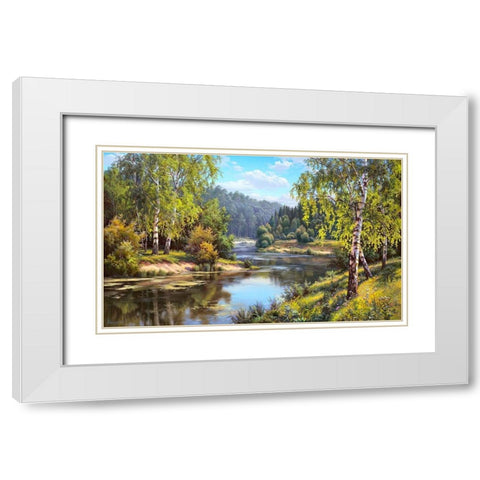 At the river White Modern Wood Framed Art Print with Double Matting by Prishchepa, Igor