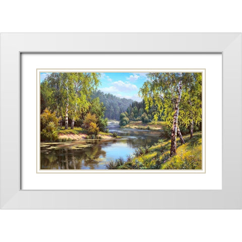 At the river White Modern Wood Framed Art Print with Double Matting by Prishchepa, Igor