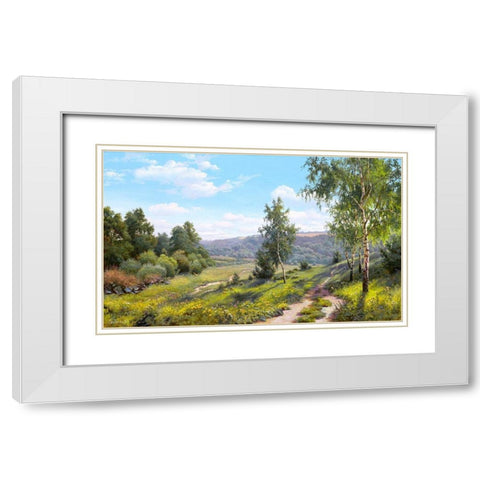 Path in the forest  White Modern Wood Framed Art Print with Double Matting by Prishchepa, Igor