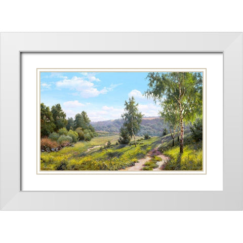 Path in the forest  White Modern Wood Framed Art Print with Double Matting by Prishchepa, Igor