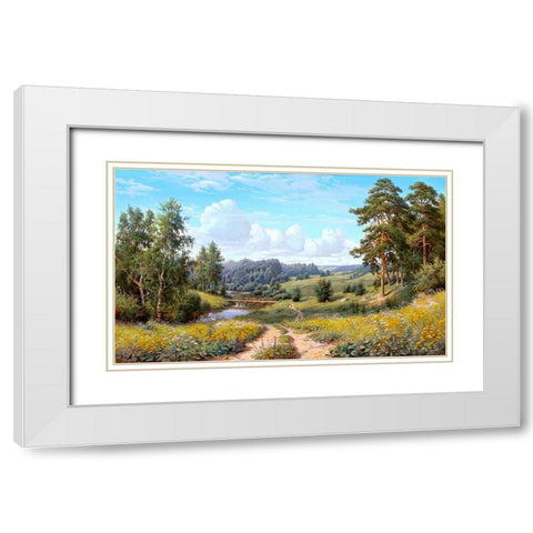Bridge over the river White Modern Wood Framed Art Print with Double Matting by Prishchepa, Igor