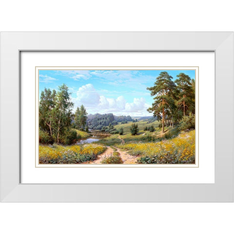 Bridge over the river White Modern Wood Framed Art Print with Double Matting by Prishchepa, Igor