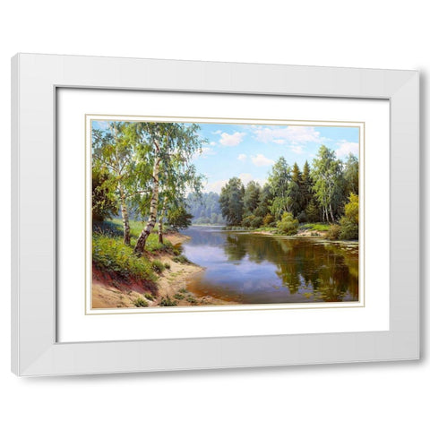 Summer afternoon White Modern Wood Framed Art Print with Double Matting by Prishchepa, Igor