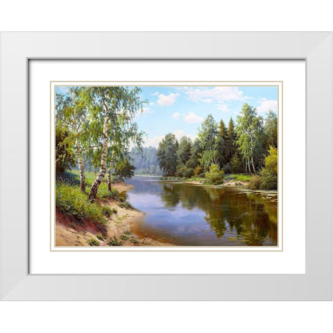 Summer afternoon White Modern Wood Framed Art Print with Double Matting by Prishchepa, Igor