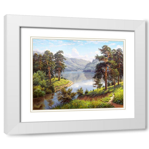 Summer mood White Modern Wood Framed Art Print with Double Matting by Prishchepa, Igor