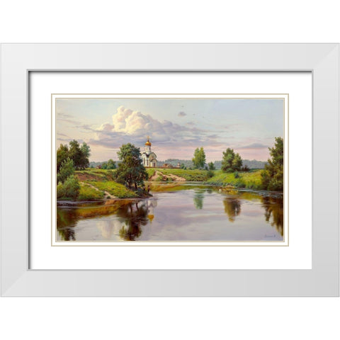 Russia White Modern Wood Framed Art Print with Double Matting by Prishchepa, Igor