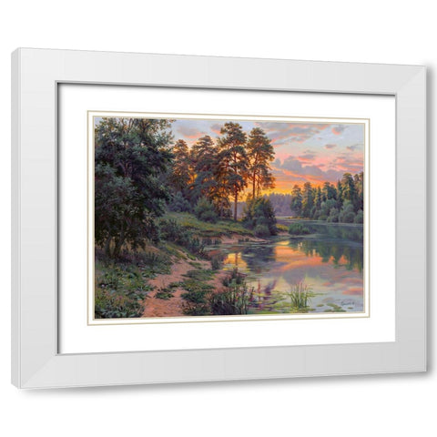 Colors of the evening White Modern Wood Framed Art Print with Double Matting by Prishchepa, Igor