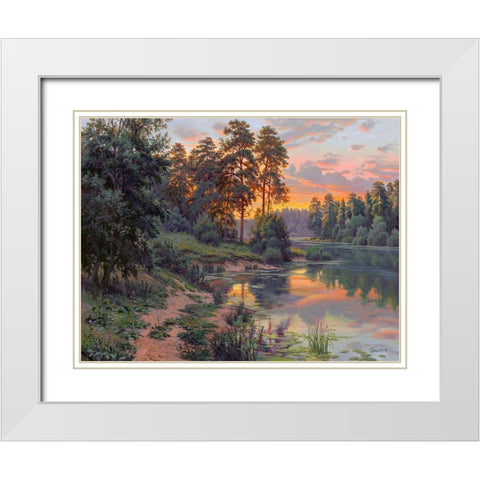 Colors of the evening White Modern Wood Framed Art Print with Double Matting by Prishchepa, Igor