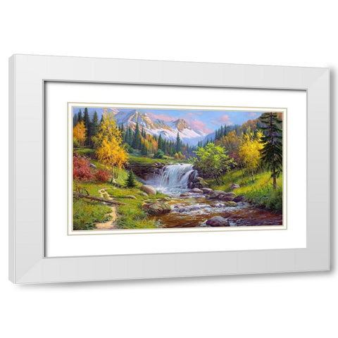 Mountain creek White Modern Wood Framed Art Print with Double Matting by Prishchepa, Igor