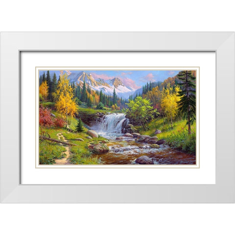 Mountain creek White Modern Wood Framed Art Print with Double Matting by Prishchepa, Igor