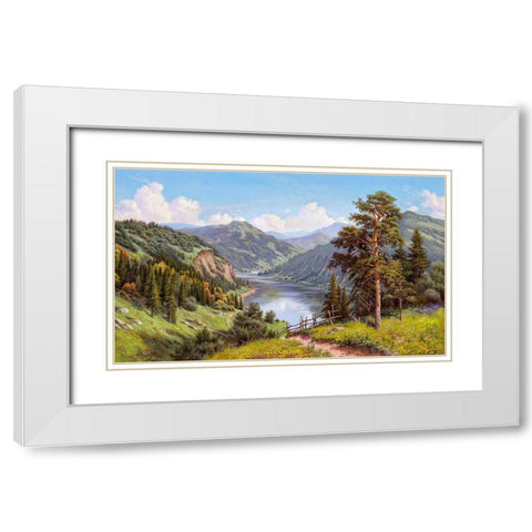 Mountain valley White Modern Wood Framed Art Print with Double Matting by Prishchepa, Igor