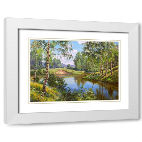 Summer White Modern Wood Framed Art Print with Double Matting by Prishchepa, Igor